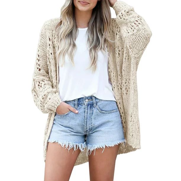 Sherrylily Women Crochet Cardigan Kimono Boho Long Sleeve Lightweight Oversized Open Front Knitte... | Walmart (US)