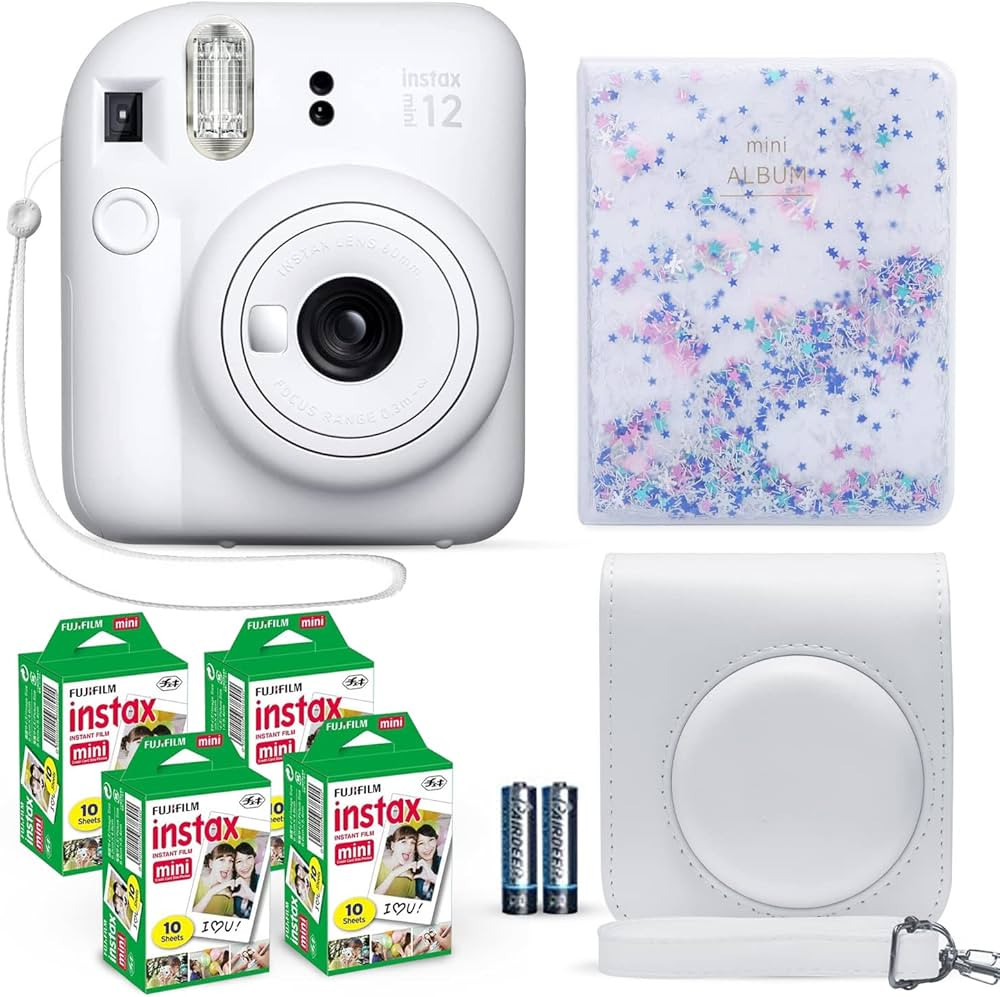 Fujifilm Instax Mini 12 Instant Camera Clay White + Fuji Film Value Pack (40 Sheets) + Shutter Ac... | Amazon (US)