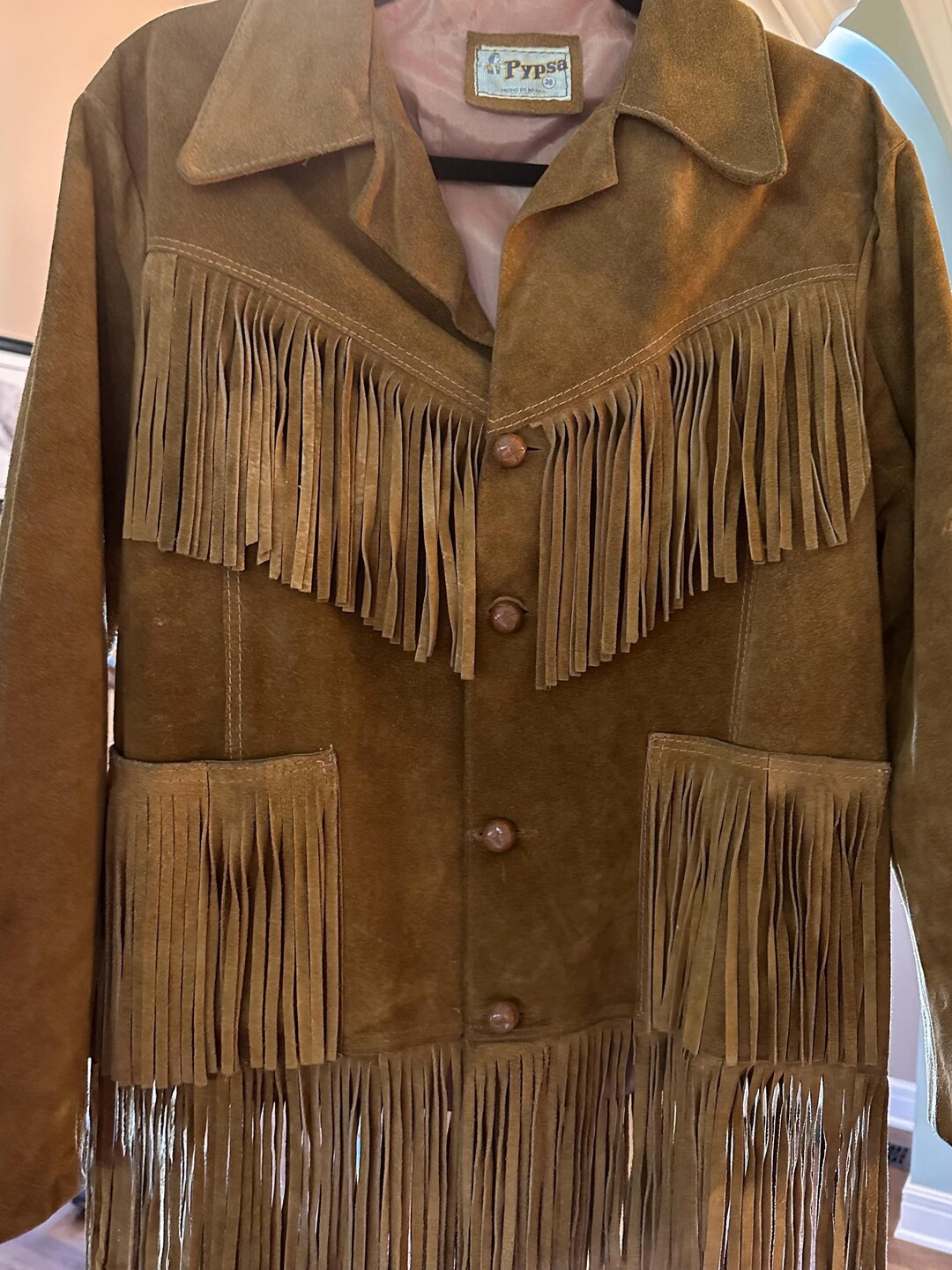 Vintage Pypsa Suede Fringe Jacket With Pink Satin Lining. - Etsy | Etsy (US)