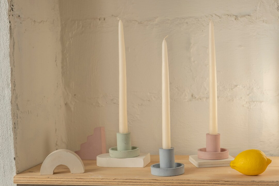 Celesta Taper Candle Holderconcrete Candlestick Holdercandle Stick Holderspastel Color Home Decor... | Etsy (US)