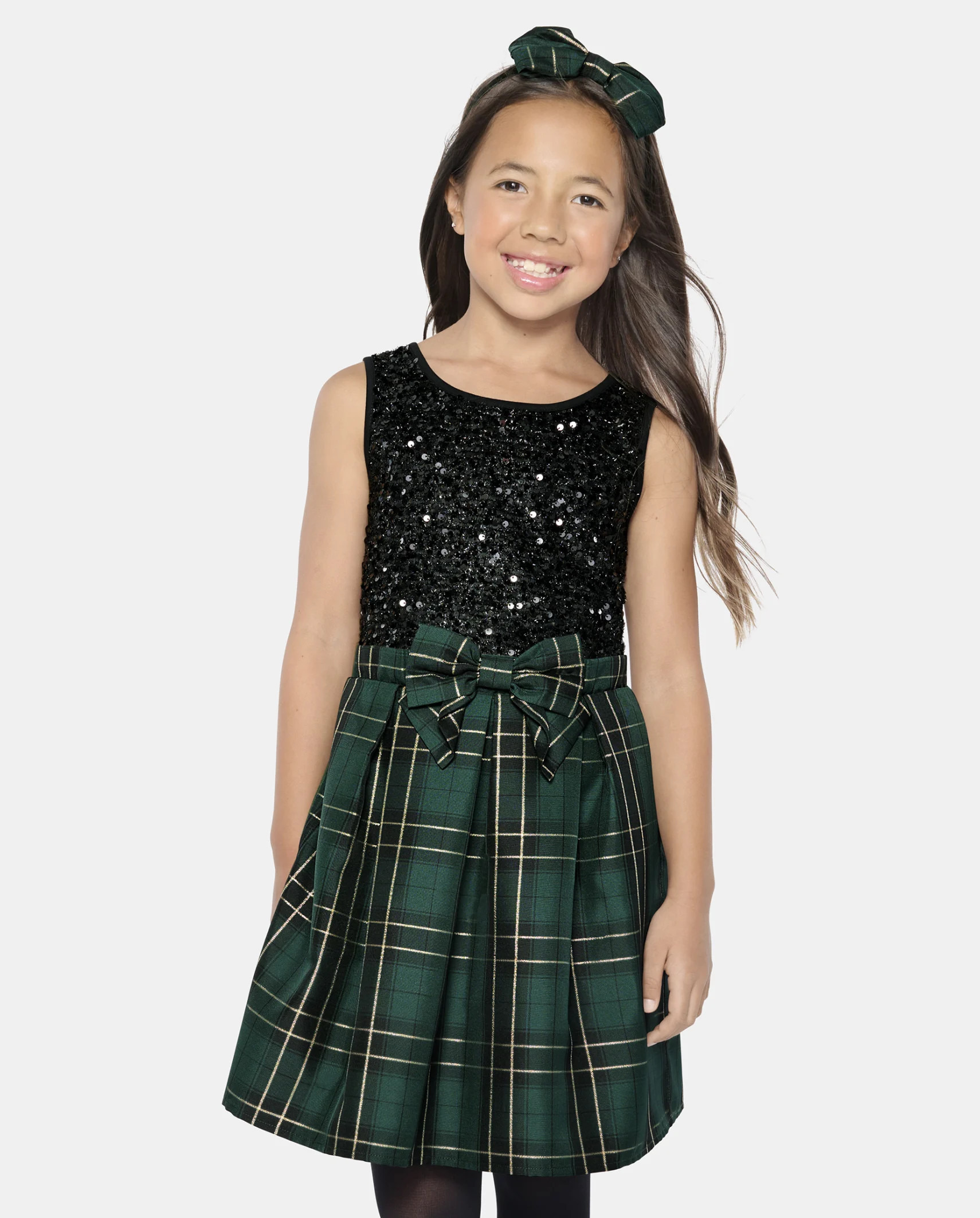 Girls Matching Family Sequin Plaid Fit And Flare Dress - spruceshad | The Children's Place