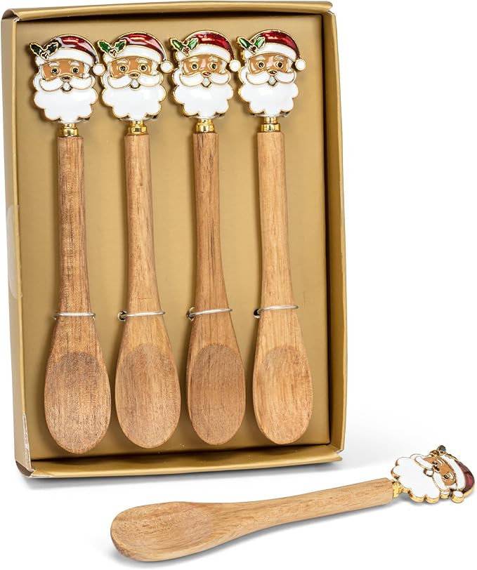 Abbott Collection Santa Face Small Wooden Stir Spoons, Set of 4 (5"L) | Amazon (US)