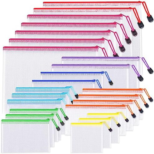 24pcs Mesh Zipper Pouch Bags - 8 Sizes Plastic Zipper Pouches for Organization, Mesh Bags with Zi... | Amazon (US)
