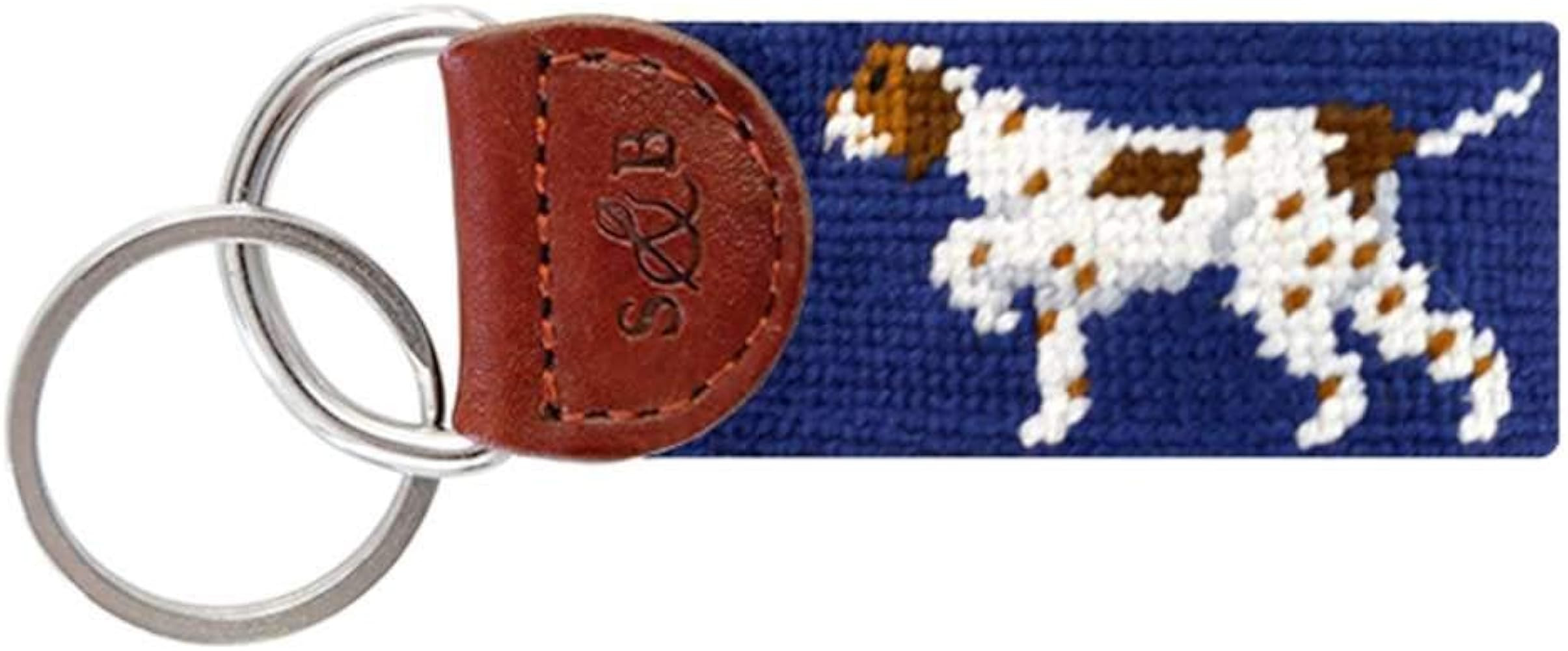 Smathers & Branson Pointer Needlepoint Key Fob in Classic Navy | Amazon (US)