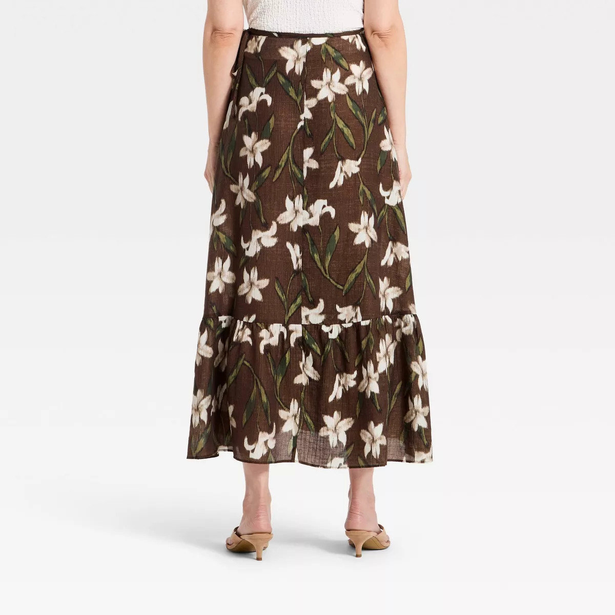 Women's Floral Wrap Maxi Skirt - A New Day\u2122 Brown XS | Target