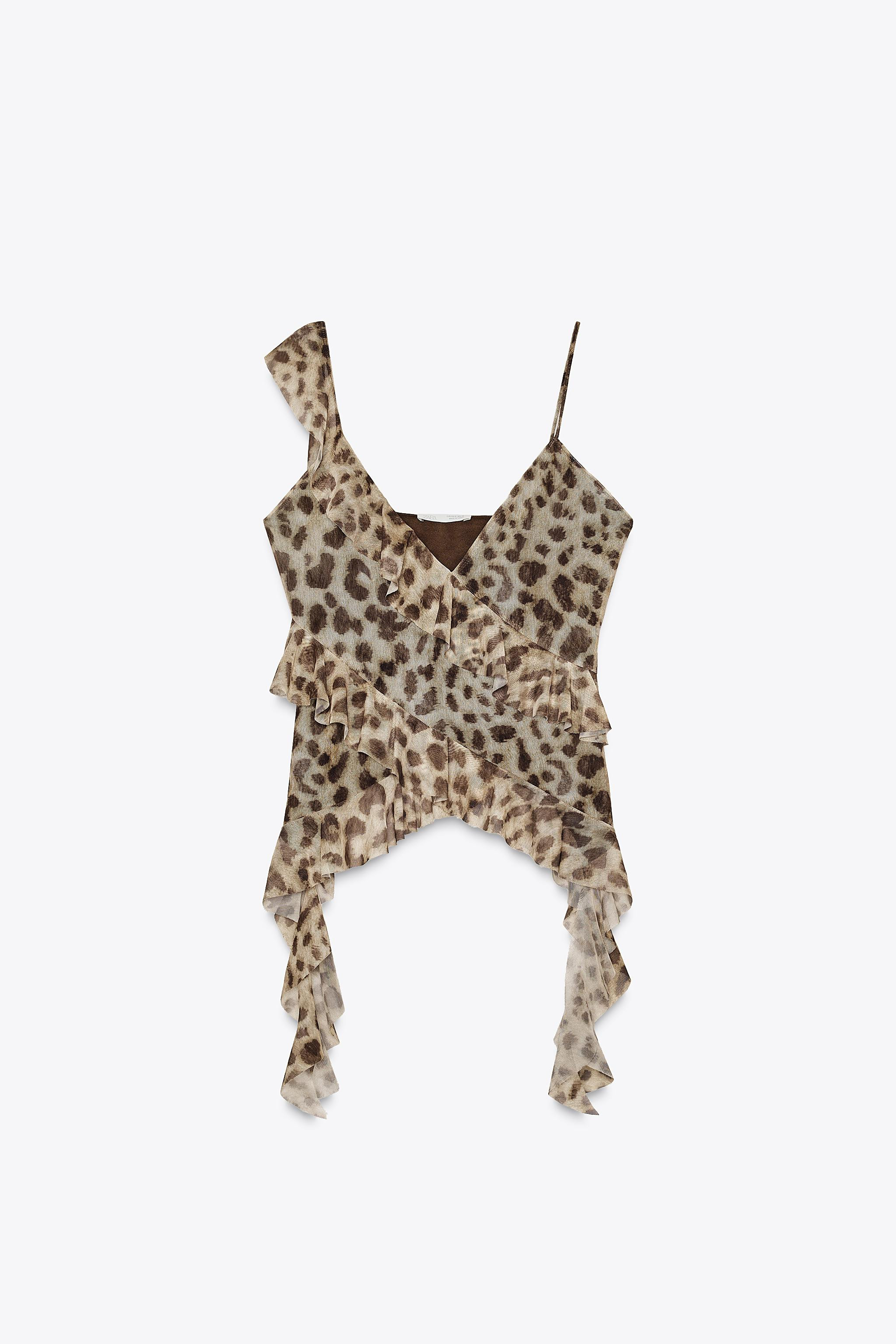 PRINTED TULLE RUFFLE TOP | Zara US