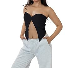 PICPUNMAK Women Sexy Twist Knot Tube Top Slit Front Bandeau Top Summer Solid Sleeveless Strapless... | Amazon (US)