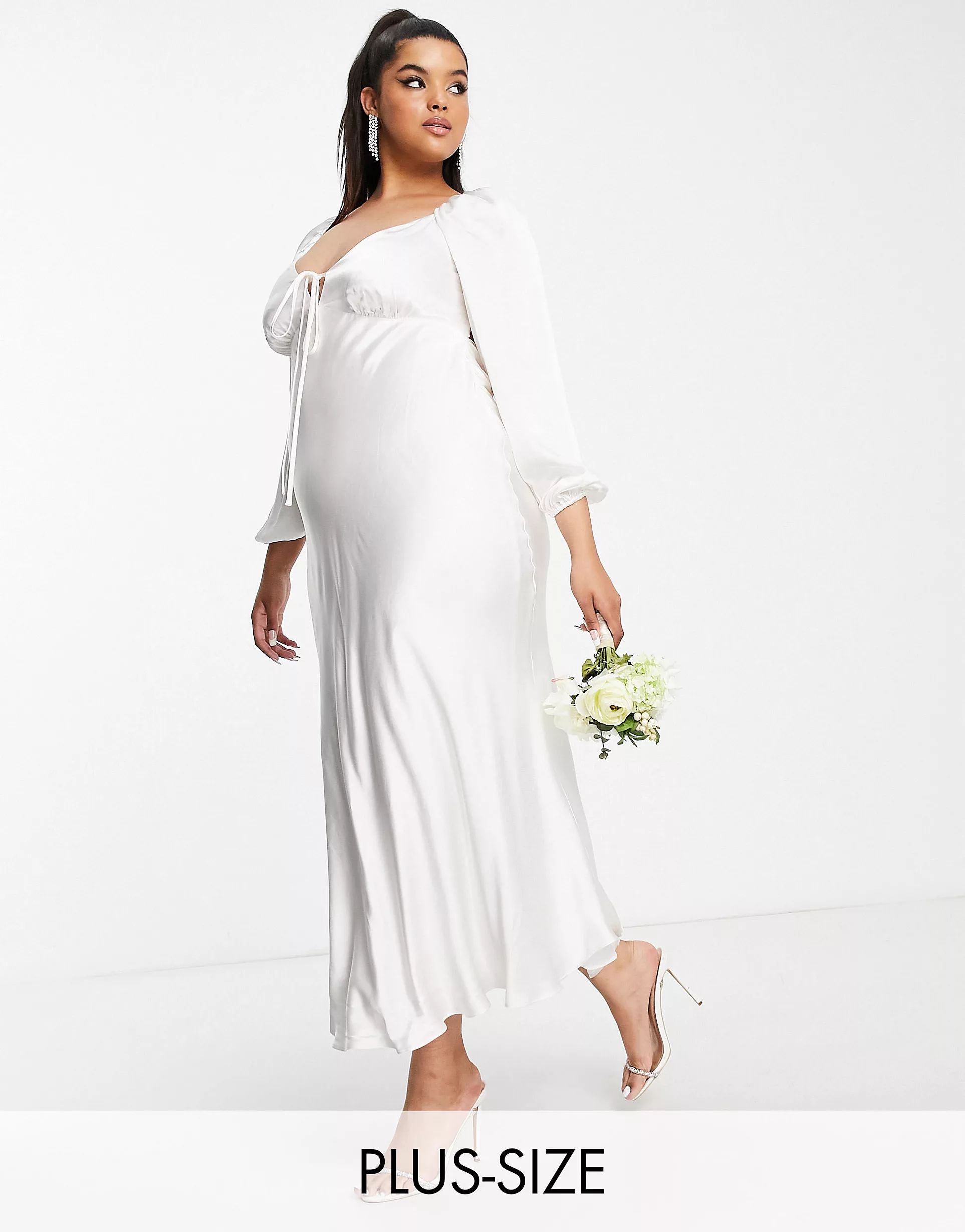 Ever New Curve Bridal cut out satin maxi dress ivory | ASOS (Global)
