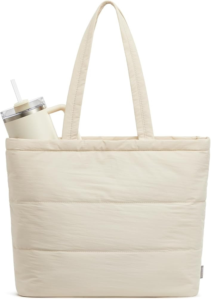 G4Free Tote Bag for Women, Puffer Casual Shoulder Bag with Cup Holder and Laptop Compartment for ... | Amazon (US)