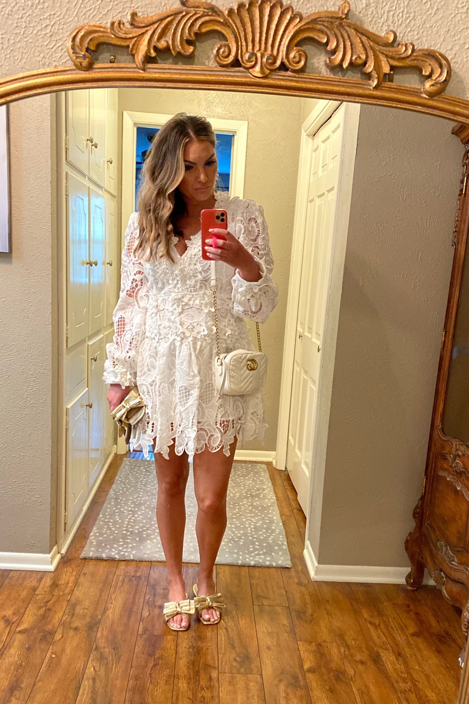 🤍🤍how many pairs of gold bow shoes is too many? ➡️ the limits does not exist🤍🤍

#whitedress #bowsandals #gucci #eyelet #makeup #competition 

#LTKstyletip #LTKsalealert #LTKshoecrush
