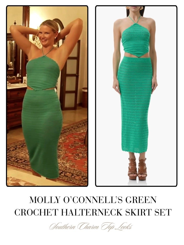 Molly O’Connell’s Green Crochet Halterneck Skirt Set