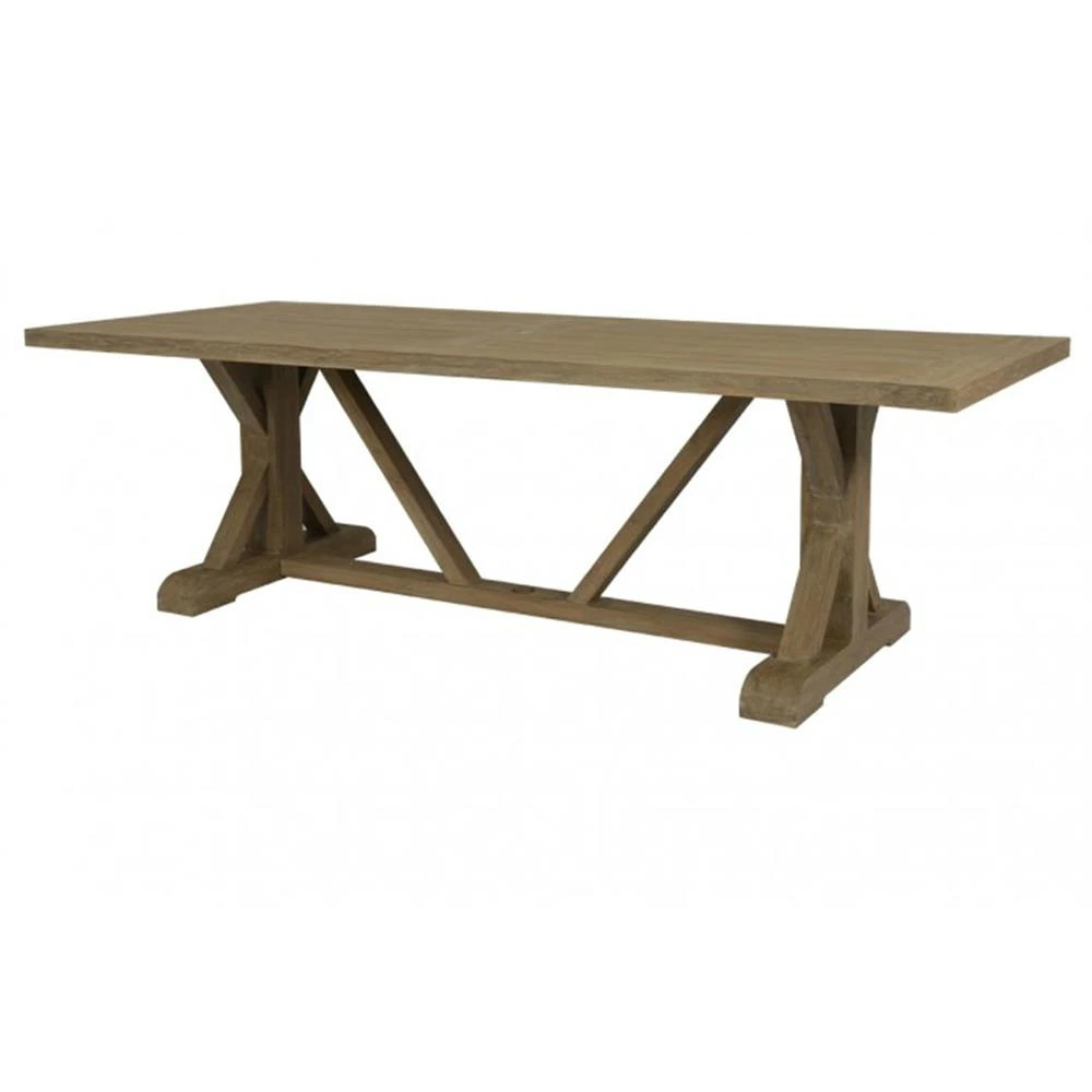 Amina Coastal Natural Teak Rectangular Outdoor Dining Table - 94"W | Kathy Kuo Home