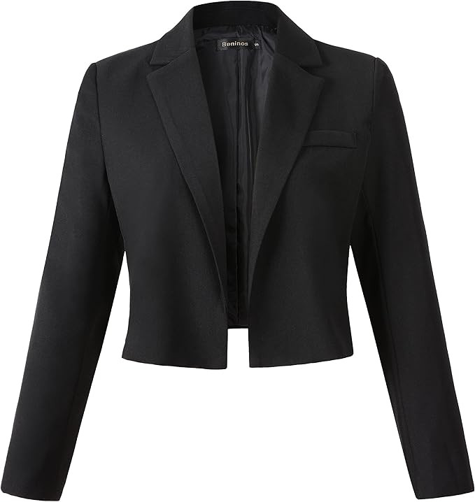 Beninos Womens Casual Blazers Open Front Cropped Blazer Jacket | Amazon (US)