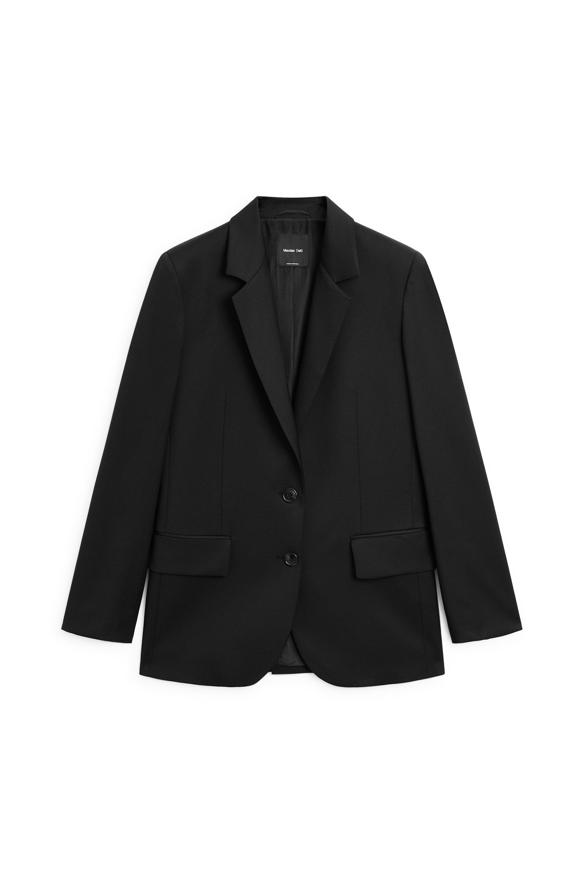 100% extra fine wool two-button blazer - BLACK | Massimo Dutti US