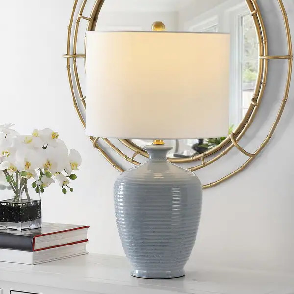 SAFAVIEH Lighting Hanron 26-inch Ceramic LED Table Lamp - 14" W x 14" L x 26" H | Overstock.com S... | Bed Bath & Beyond