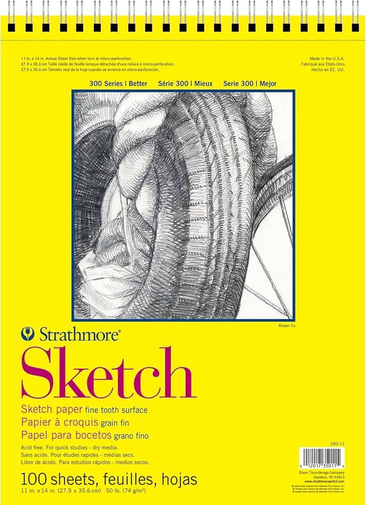 Strathmore 300 Series Sketch Pad, 11x14 inch, 100 Sheets, Top Wire - Artist Sketchbook for Drawin... | Amazon (US)