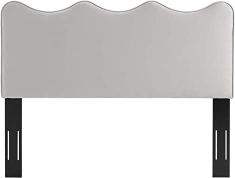 Modway Athena Performance Velvet Headboard, Full/Queen, Light Gray | Amazon (US)