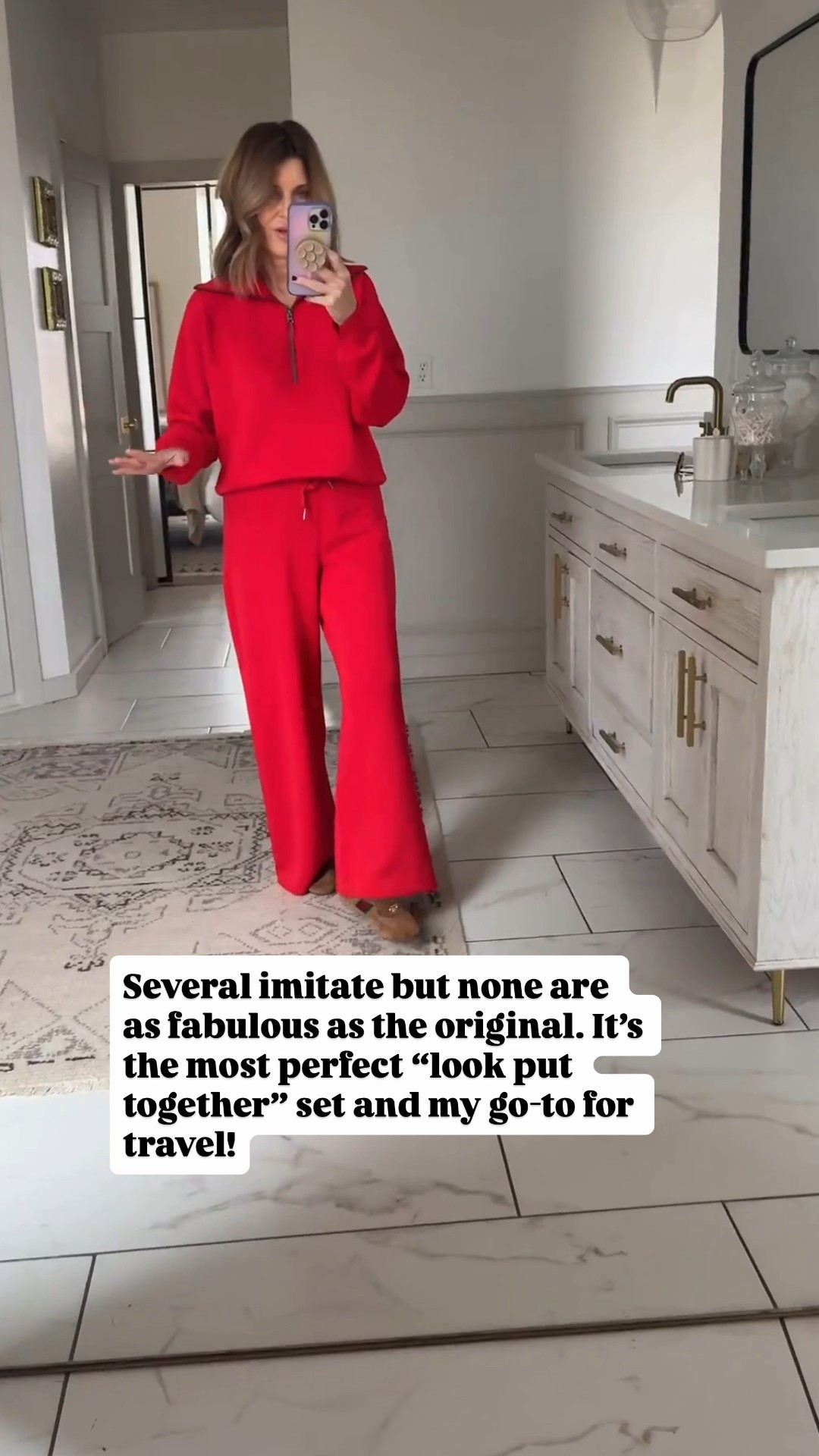 I sized up to a medium top wearing a small bottom 

#LTKOver40 #LTKSaleAlert