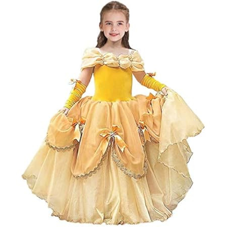 MDYCW Princess Belle Dress up Birthday Party Fairy Costume for Toddler Girls, Special Occasion Dress | Amazon (US)