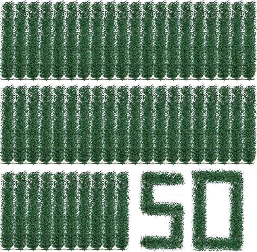 50Pcs 16Inch Christmas Garland Ties for Banister Staircase Artificial Pine Needles Garland Faux P... | Amazon (US)