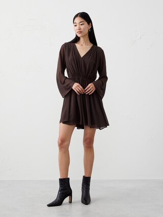 Chiffon Side-Tie Mini Dress | Banana Republic Factory
