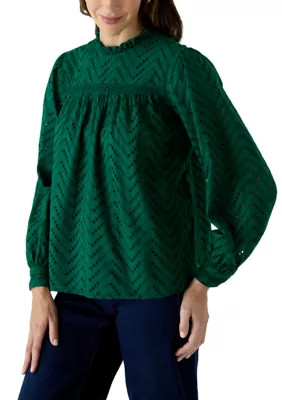 Women's Long Sleeve Eyelet Top | Belk