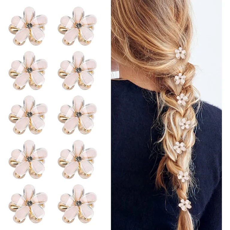 10 Pcs Mini Diamond Hair Claw Clips,Small Hair Clips Flower Hairpins Hair Accessories for Women,G... | Walmart (US)