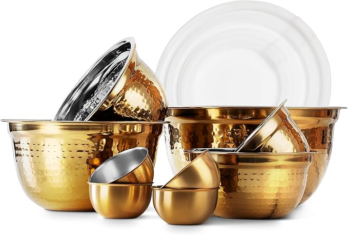 COOK WITH COLOR 18 Piece Mixing Bowls Set with Airtight Lids, Handcrafted Stainless Steel Bowls, ... | Amazon (US)