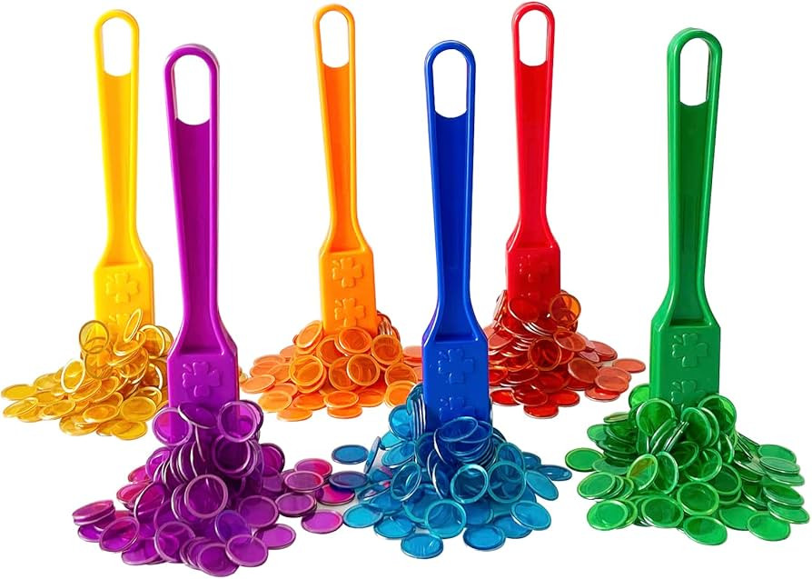Yuanhe Magnetic Bingo Chips Set - 6 Colors Magnetic Wands with 600 Metal Chips for Counting and S... | Amazon (US)