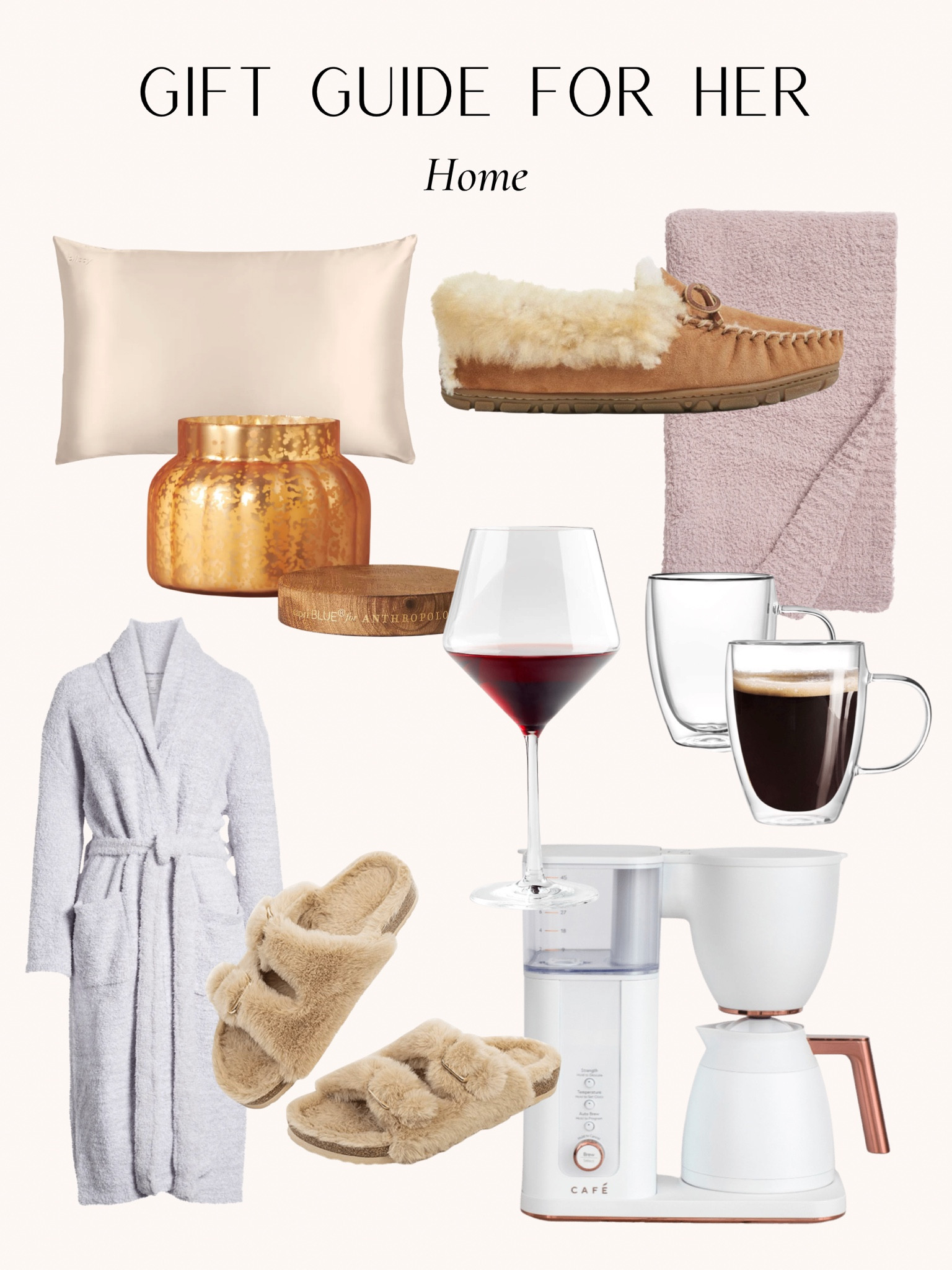 Home favorites

Wine glasses, coffee mugs, coffee maker, cozy robe, fuzzy Birkenstocks, slippers, silk pillow case, candles 

#LTKGiftGuide #LTKSeasonal #LTKHoliday