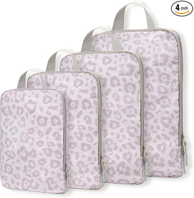 Compression Packing Cubes for Suitcases Travel Essentials 4 Set Expandable Travel Bags Organizer ... | Amazon (US)