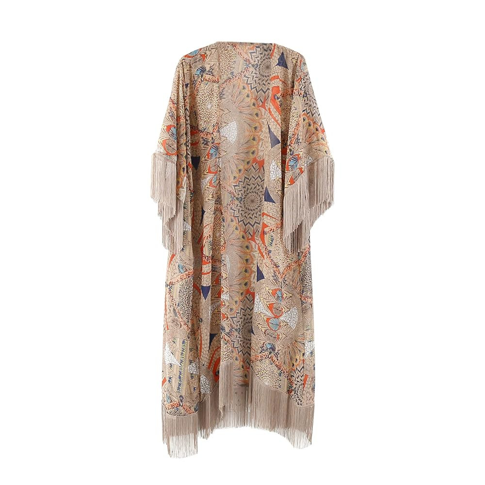 Bestshe Womens Bohemian Kimono Cardigans Fashion Floral Beach Cover Up Casual Loose Swimsuit Card... | Amazon (US)