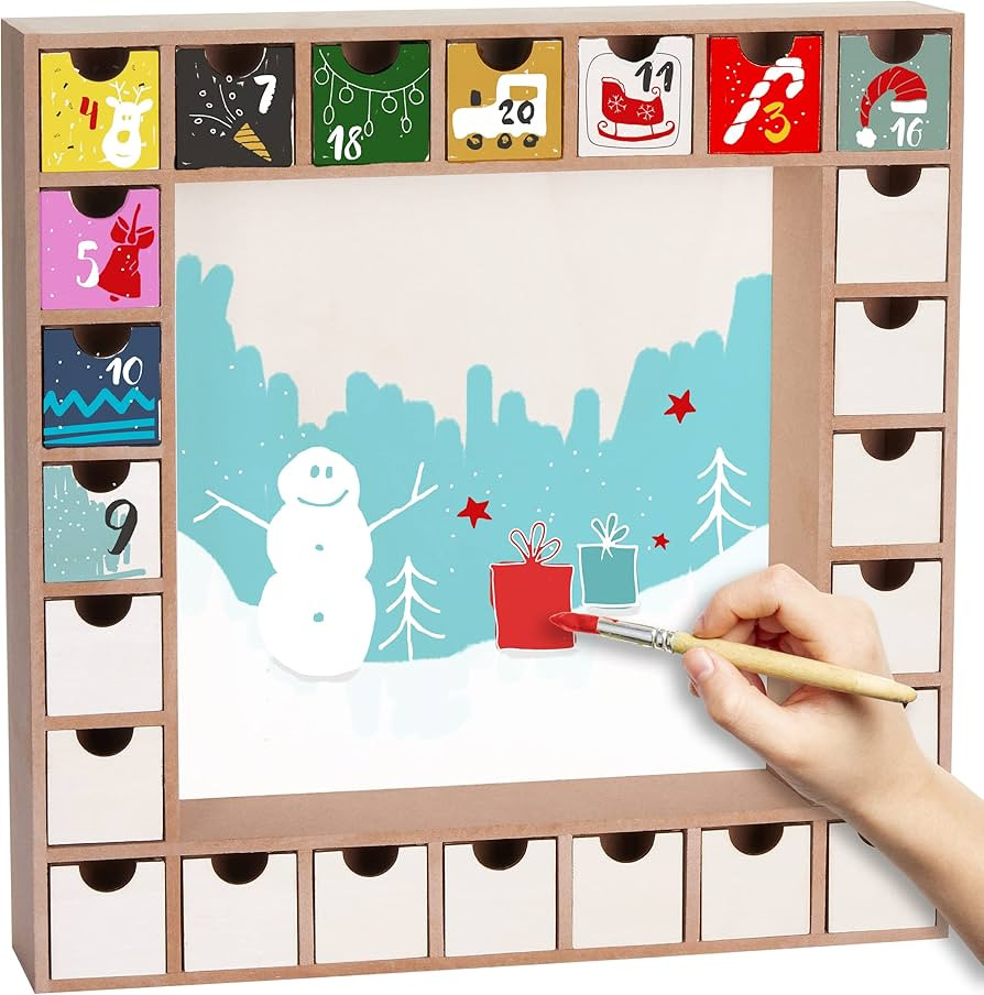 BRUBAKER Wooden Advent Calendar to Fill with 24 Drawers - DIY Unfinished Christmas Calendar for P... | Amazon (US)