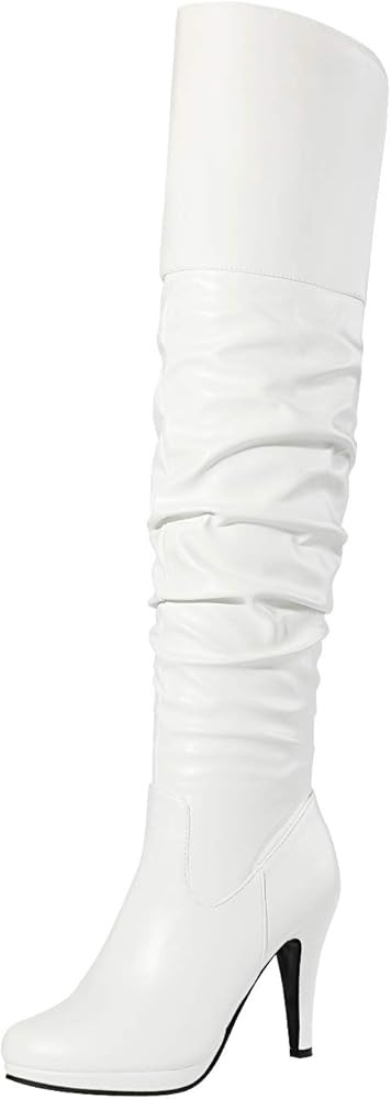 DREAM PAIRS Women's Thigh High Chunky Heel Platform Over The Knee Boots | Amazon (US)