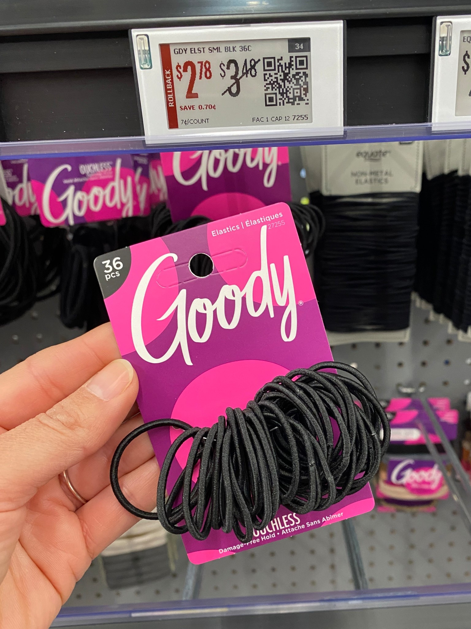 When you find a great deal in-store!
The Thin ponytail holders that are not too small, not too big. 