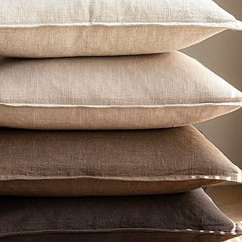 Foindtower - Paquete de 2 fundas de cojín decorativas de lino unicolor, fundas de almohada de ac... | Amazon (US)