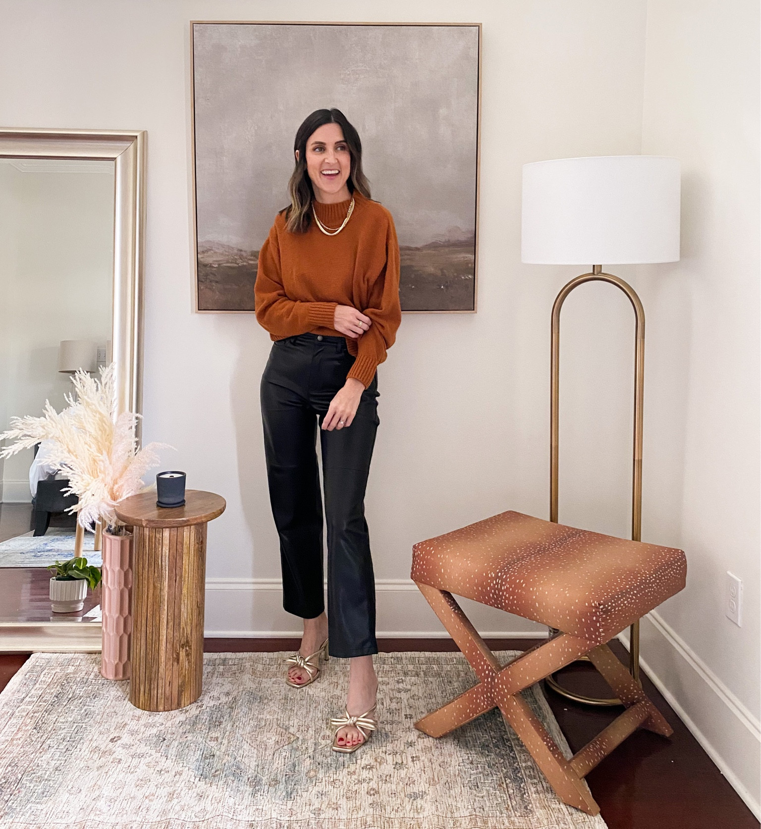 How to Style Leather Pants! Mango leather pants. Loeffler Randal heels. Loeffler Randall bow heels  

#LTKunder100 #LTKstyletip