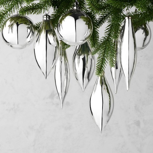 Williams Sonoma Home x Josh Young Ella Ornaments, Set of 9, Silver | Williams-Sonoma