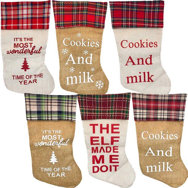 Black Duck Brand 18" Christmas Phrases Holiday Stockings with Hanging Tag (Set of 6) | Walmart (US)