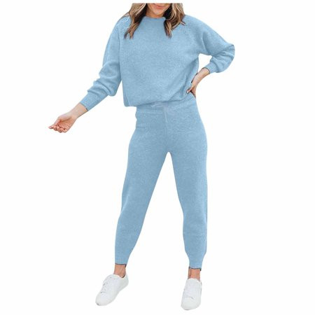 Tangnade jackets for Women s Casual Warm Up Woolly Jogger Long Sleeve Sweatershirt Trousers Suit Blu | Walmart (US)