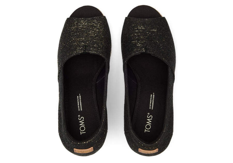 Women's Natural Metallic Michelle Linen Peep Toe Wedge Heel | TOMS | TOMS (US)