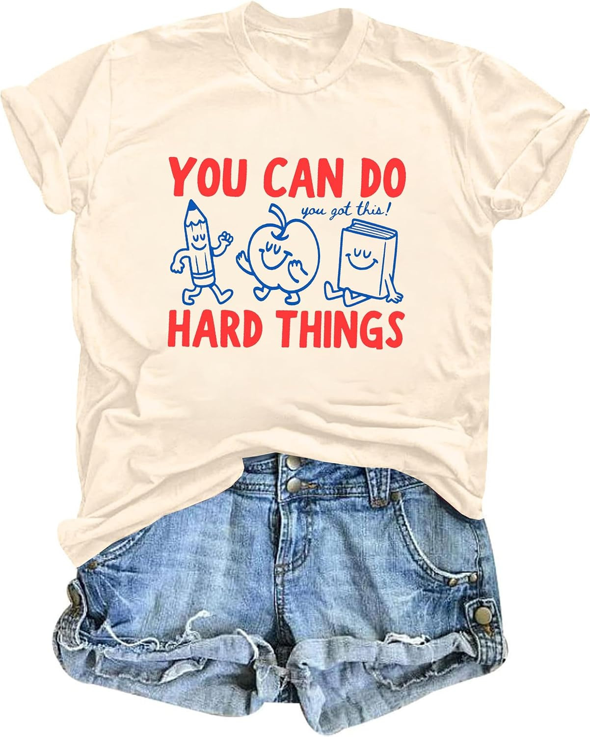 Womens You Can Do Hard Things Teacher Shirts Funny You Got This Inspiration T-Shirt | Amazon (US)