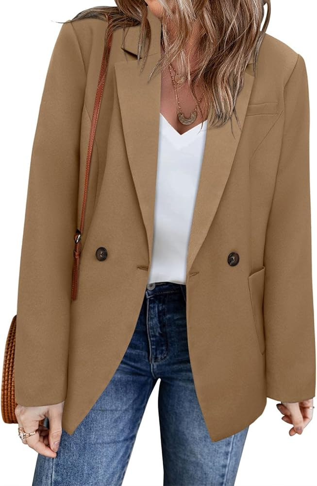 CHICZONE Womens Casual Blazer Long Sleeve Open Front Lapel Button Work Office Pinstripe Blazer Ja... | Amazon (US)