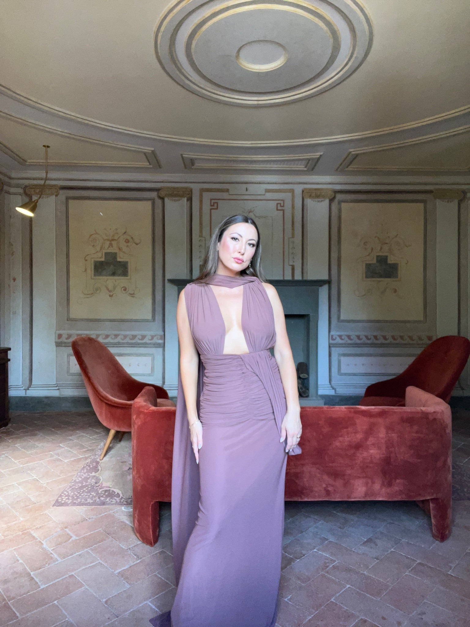 Wedding Guest Dress / Black Tie Wedding / Italy Bridesmaid / Maxi Dress / Floor Length / Earth Tone / Blush Brown - Revolve Plunging Neckline Gown

#LTKTravel #LTKWedding