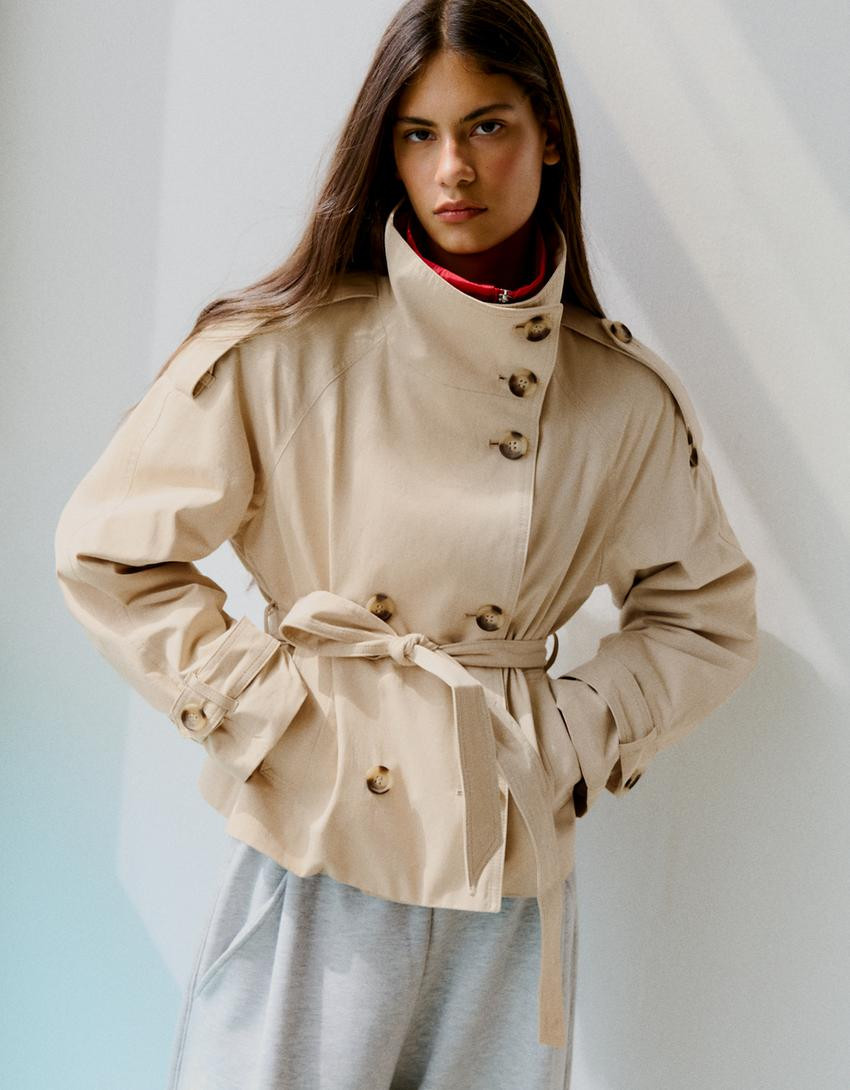 Funnel neck trench coat | Bershka UK