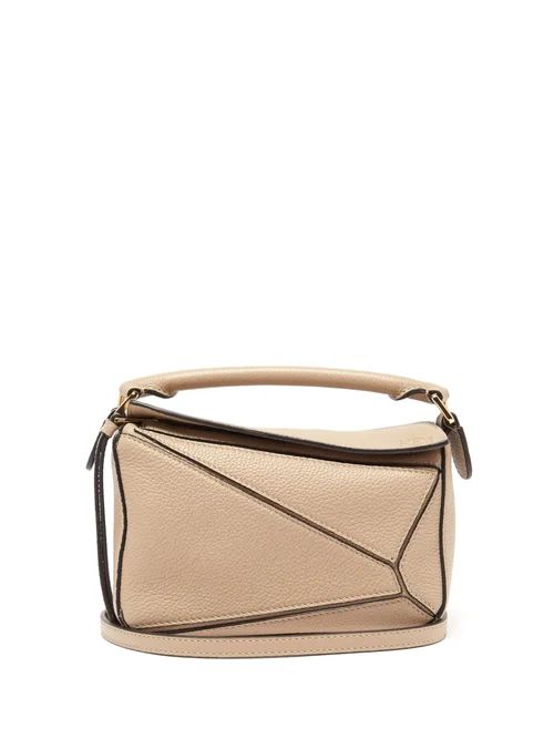 Loewe - Puzzle Mini Grained-leather Cross-body Bag - Womens - Beige | Matches (US)