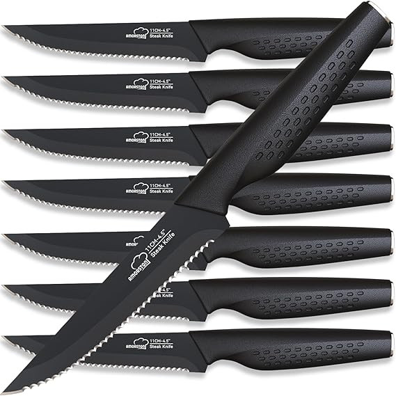 Steak Knives, Steak Knives Set of 8, Stainless Steel Steak Knife Set, Serrated Knives Dishwasher ... | Amazon (US)