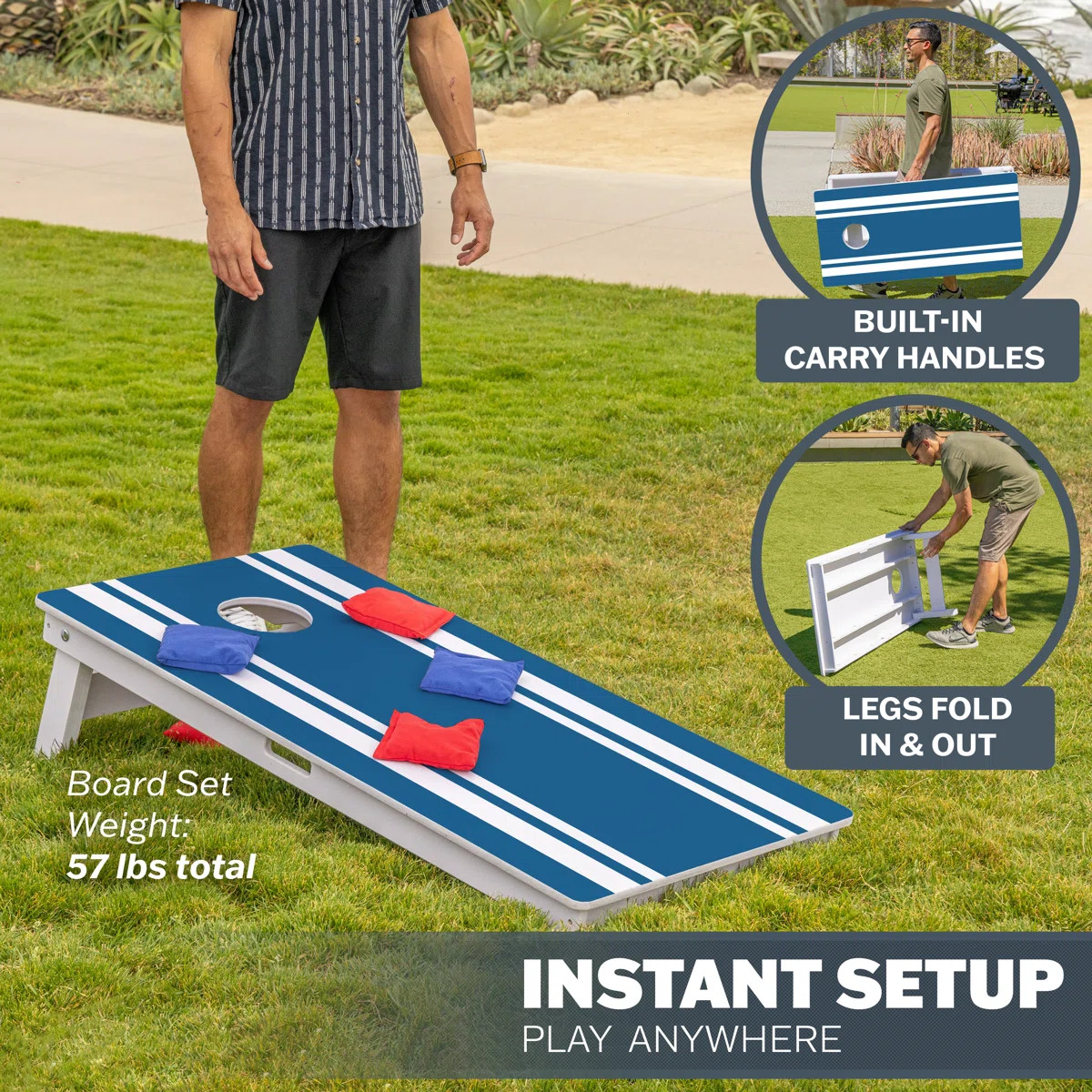 GoSports 4 x 2 ft Resort Collection All Weather Cornhole Board Game Set - Regulation Size - Blue ... | Wayfair North America