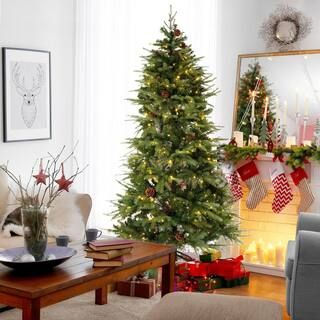 Glitzhome 6 ft. Pre-Lit Green Fir Artificial Christmas Tree with 350 LED Lights 9 Functional Mult... | The Home Depot