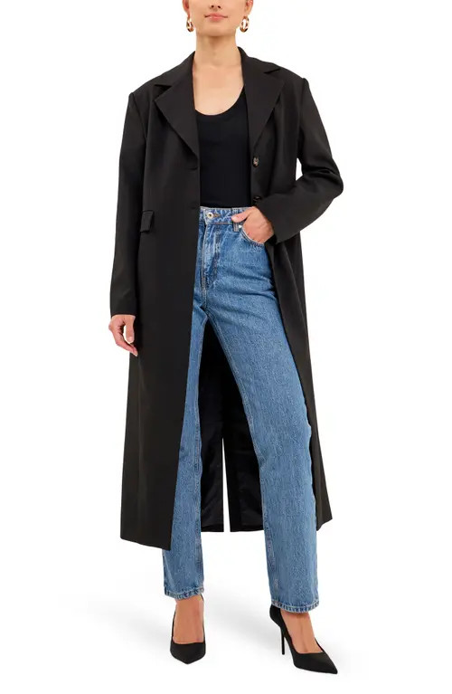 Endless Rose Two-Button Front Slit Long Coat in Black at Nordstrom, Size Small | Nordstrom